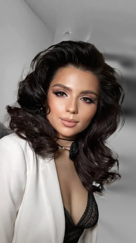 Retro volume waves hairstyle with rich curls and elegant volume for evening events in Chicago