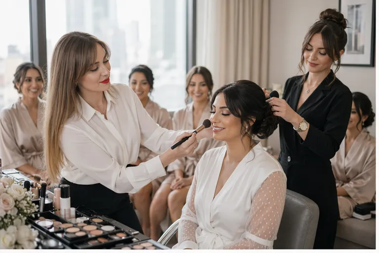 ABC Face preparing a bride and bridal party