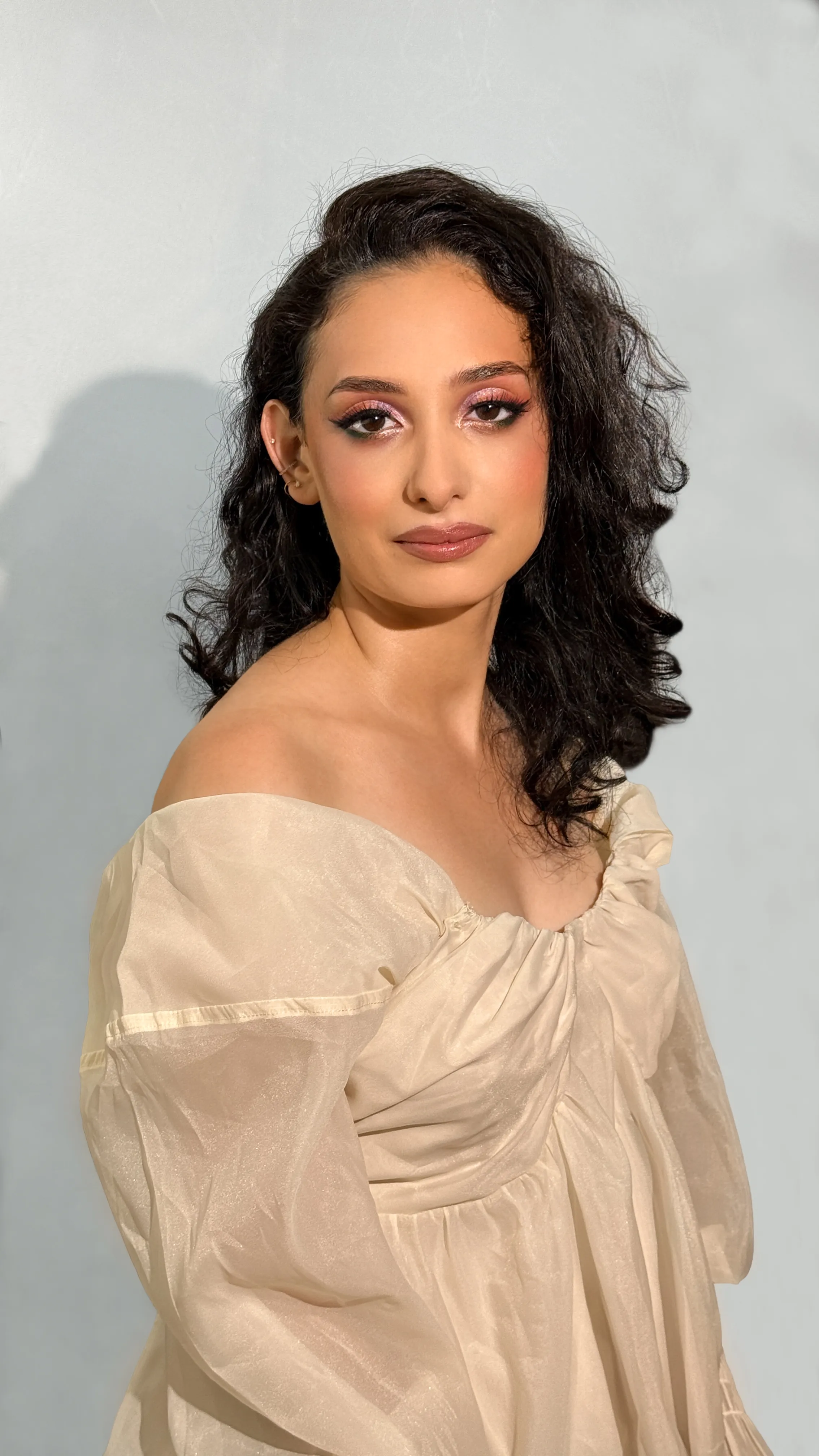 Colorful event makeup with expressive glam details